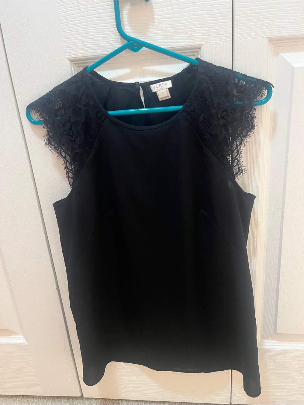 J. Crew Black Lace Cap-Sleeve Camisole Blouse